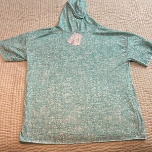 LulaRoe Frankie Teal & White Hoodie Top